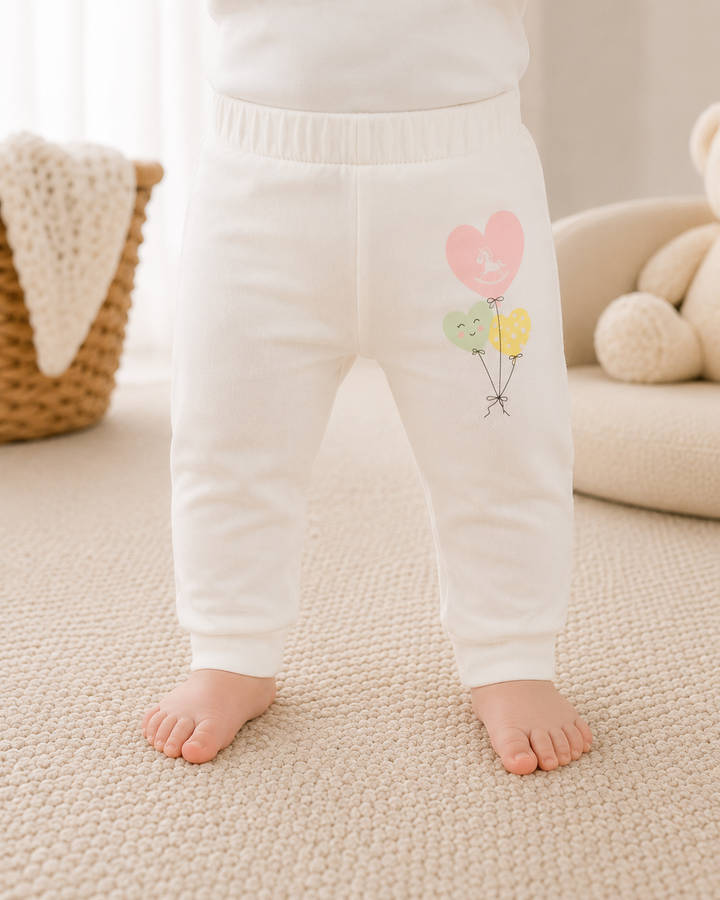 Baby Poney Girls White Love Iconic Long Pants