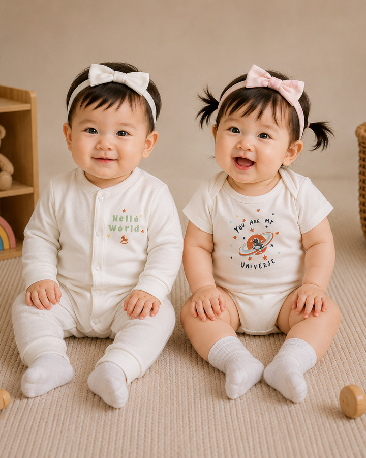 Baby Poney Girls White & Light Pink Iconic Rocking Horse Headbands