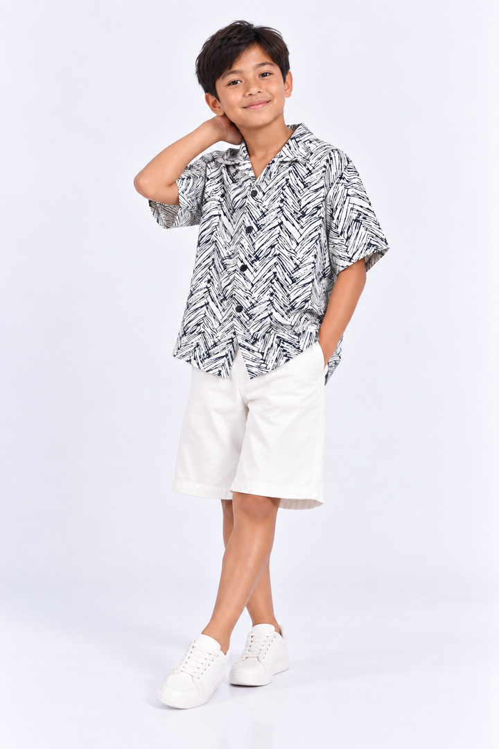 White Wide Leg Bermuda Shorts
