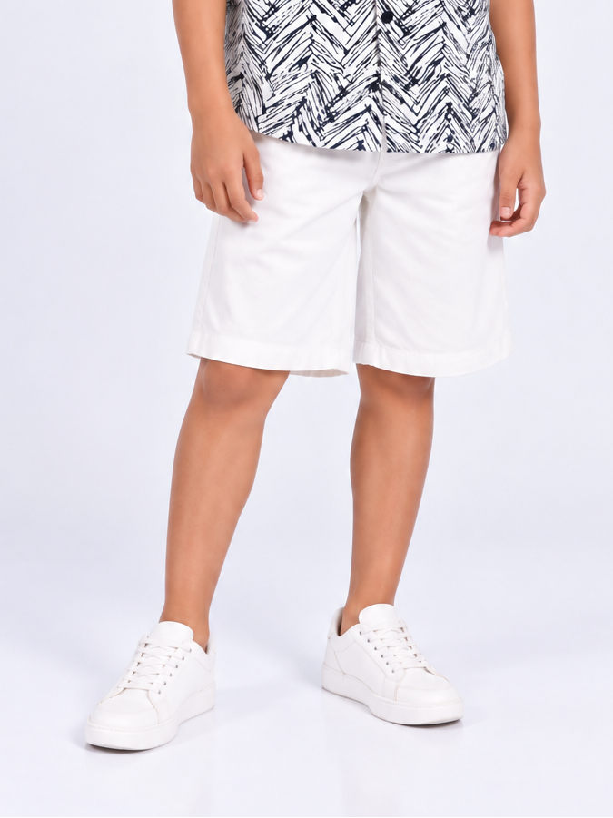 White Wide Leg Bermuda Shorts