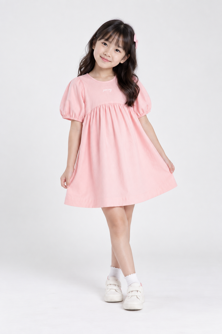 Pink Blush Linen Short Sleeve Dress