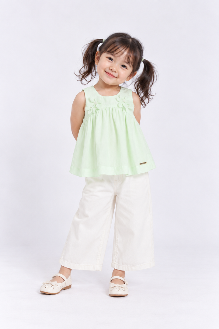 Flowers Applique Sleeveless Blouse