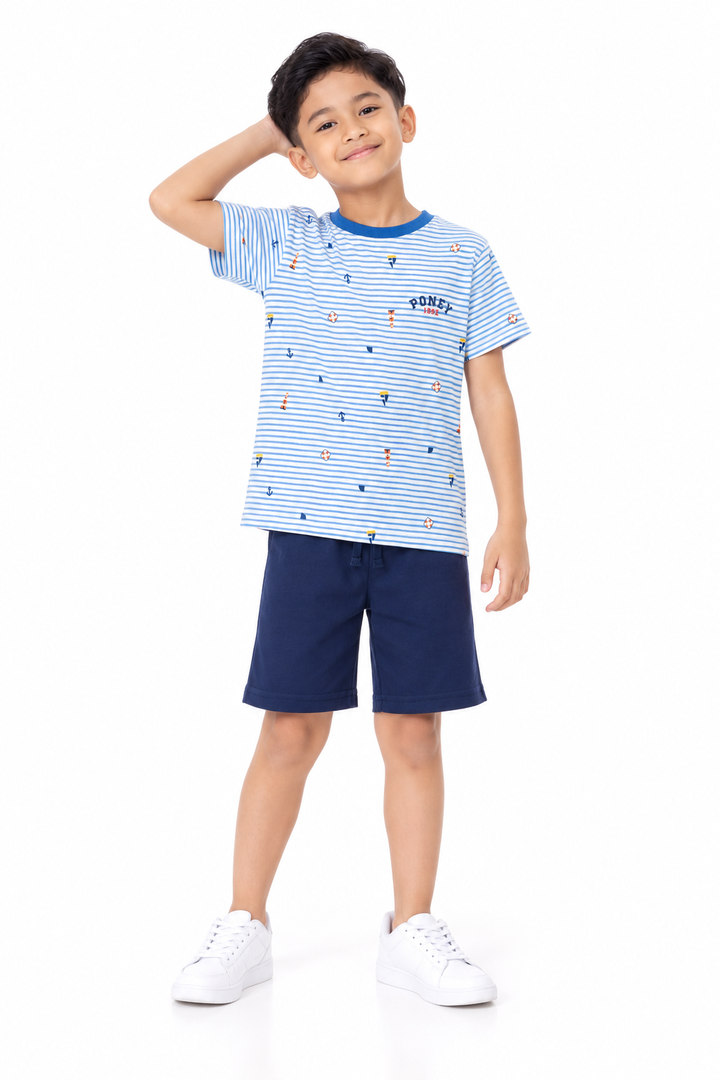 Blue Classic Stripes Short Sleeve Tee
