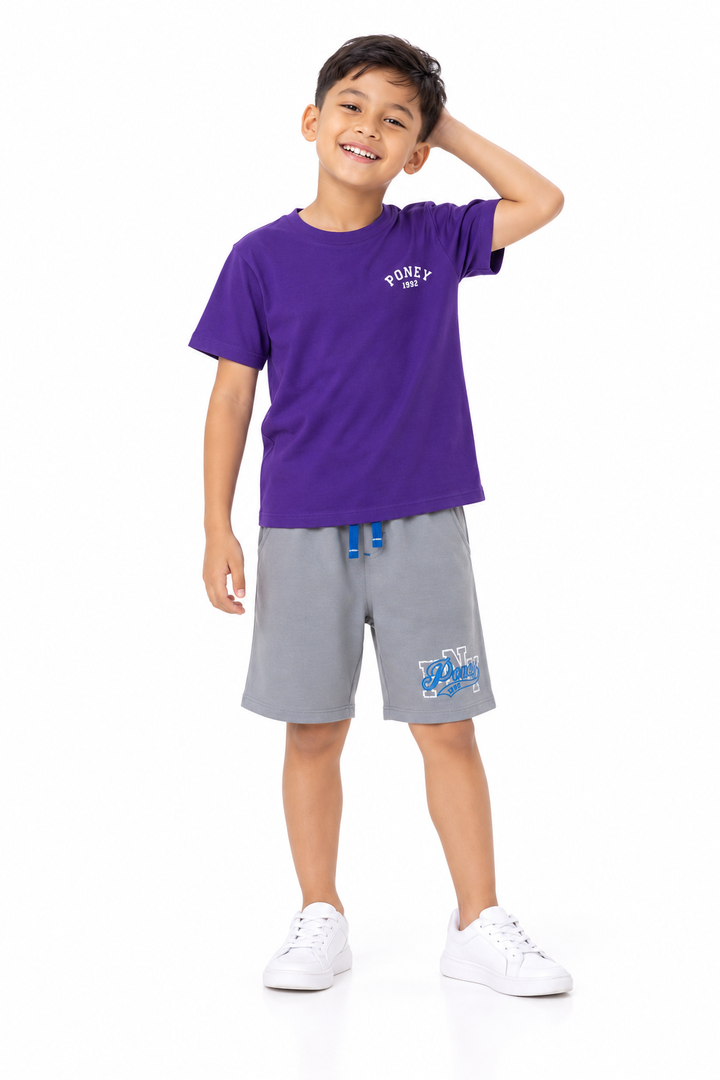Poney Boys Indigo Purple Iconic Logo Short Sleeve Tee