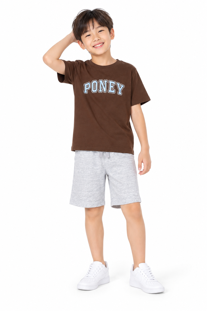 Poney Brown Branding Logo Short Sleeve Tee