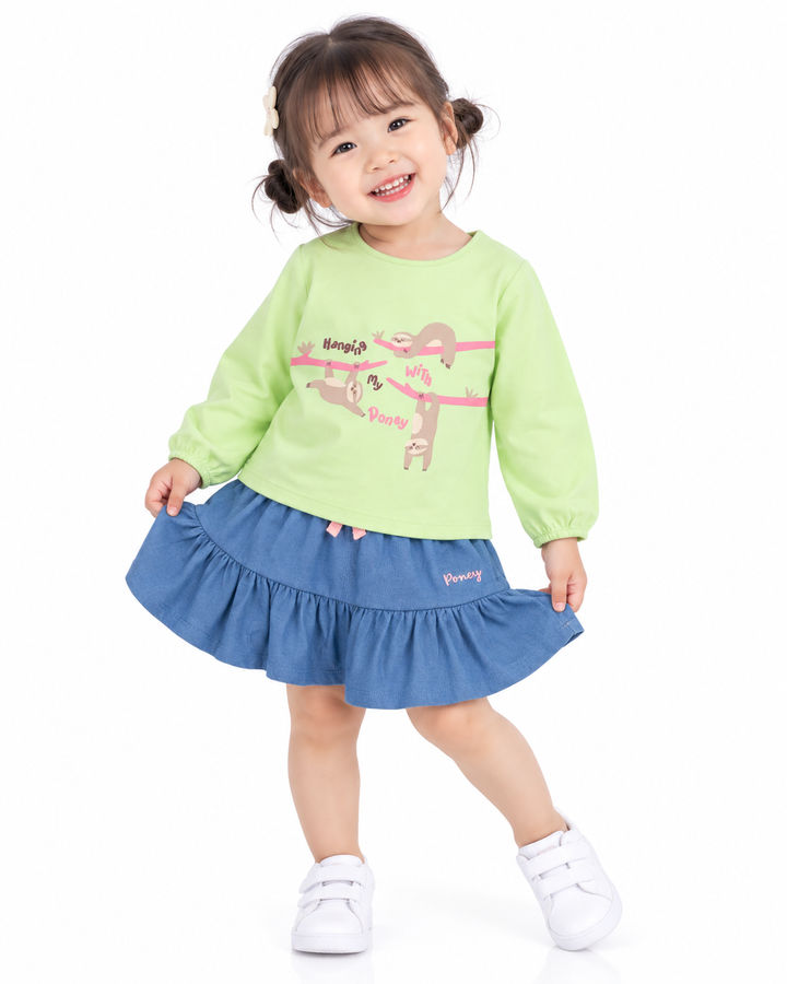 Poney Girls Green Hanging With My Poney Long Sleeve Top