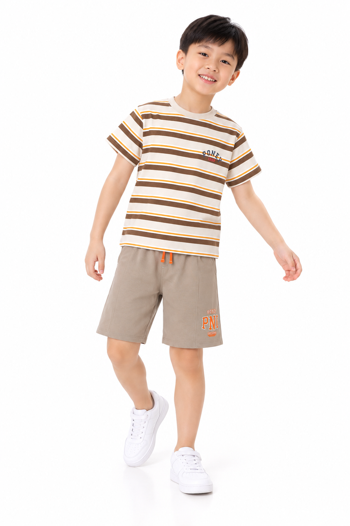Brown Classic Striped Short Sleeve Tee