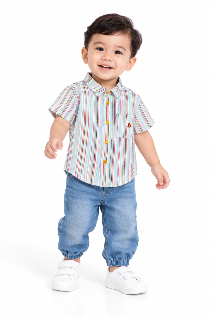 Baby Boy Bluewave Stripe Short Sleeve Shirt