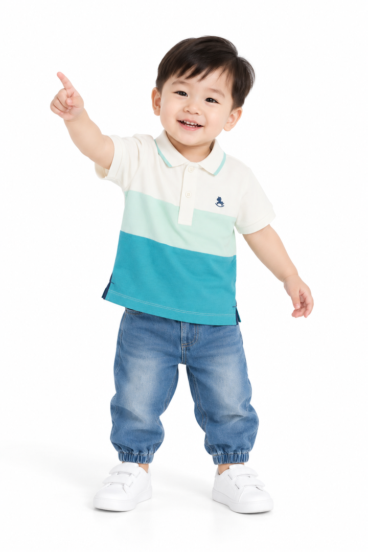 Baby Boy Triple Splash Cut & Sew Short Sleeve Polo (2250441KB)