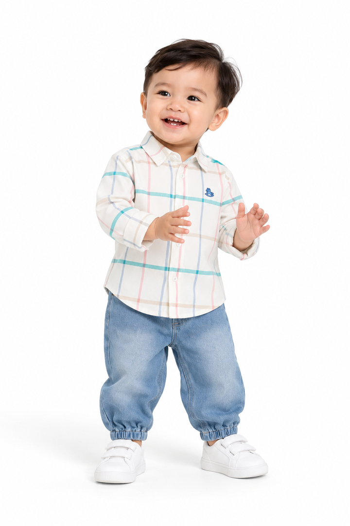 Baby Boy Rainbow Checks Long Sleeve Shirt