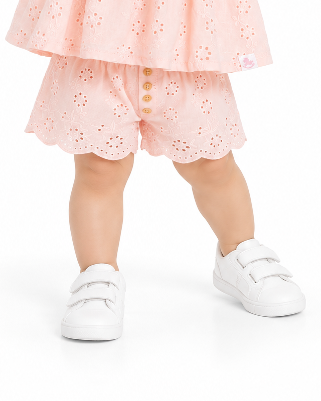 Baby Girl Pink Embroidered Ruffled Waist Shorts (3250501WB)
