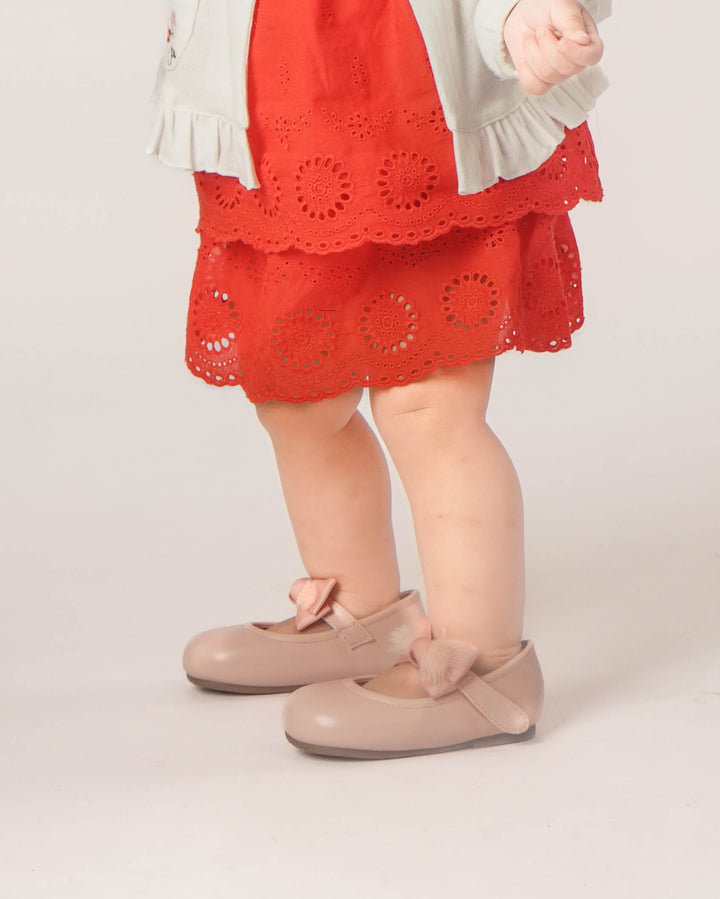 Baby Poney Girls Red Embroidered Short Skirt