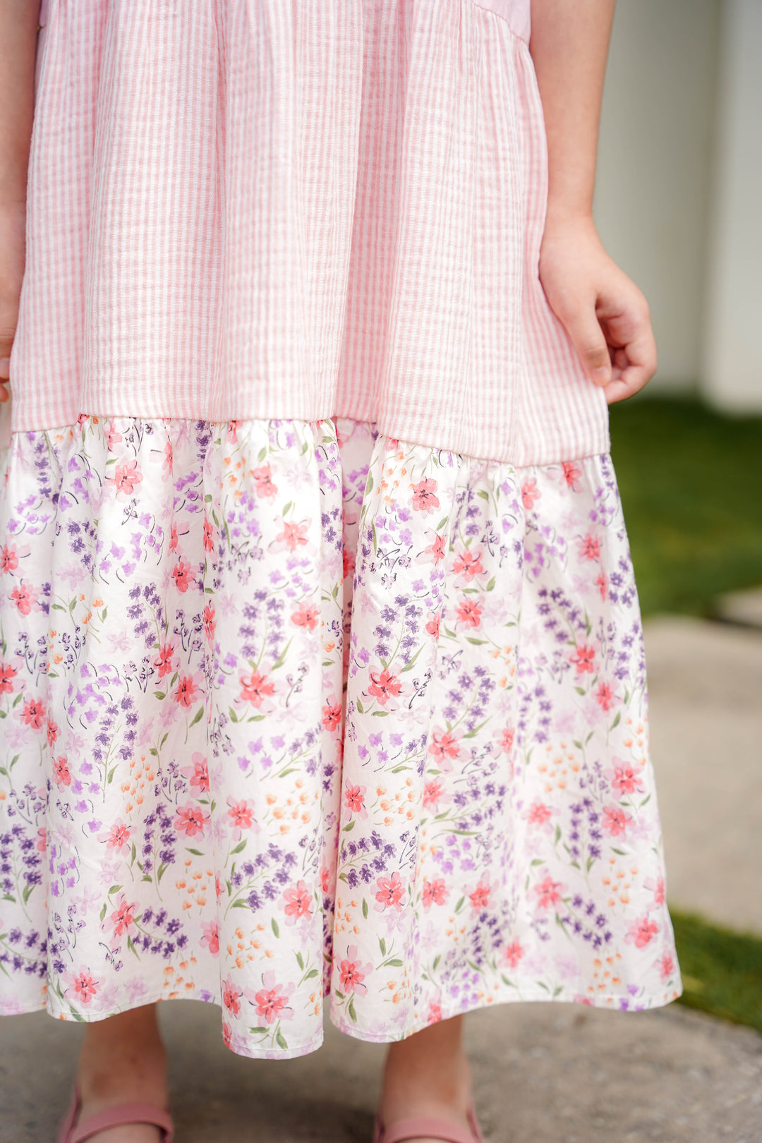 Poney Girls Lt.Pink Midi Layered Sleeveless Dress