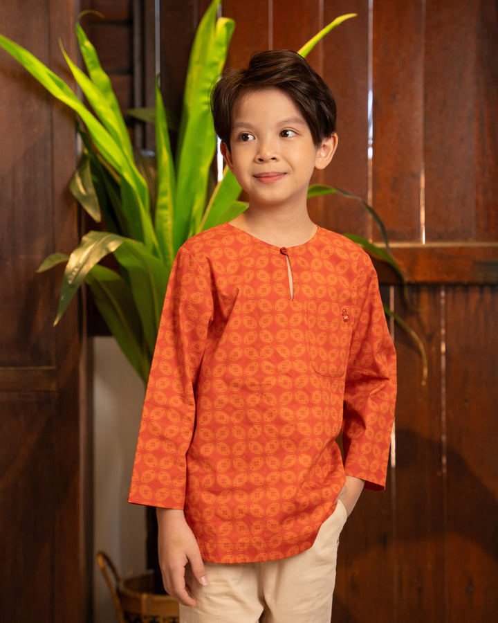 Poney Boys Orange Kurma Short Sleeve Shirt