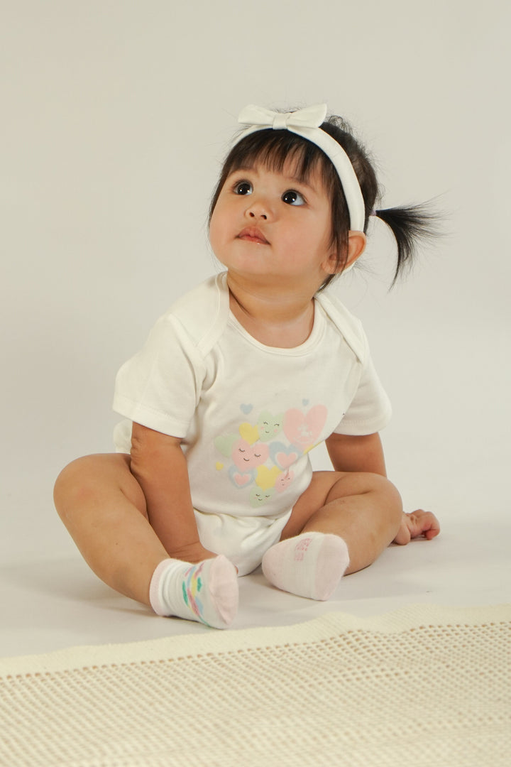 Baby Poney Girls White Love Iconic Short Sleeve Bodysuit