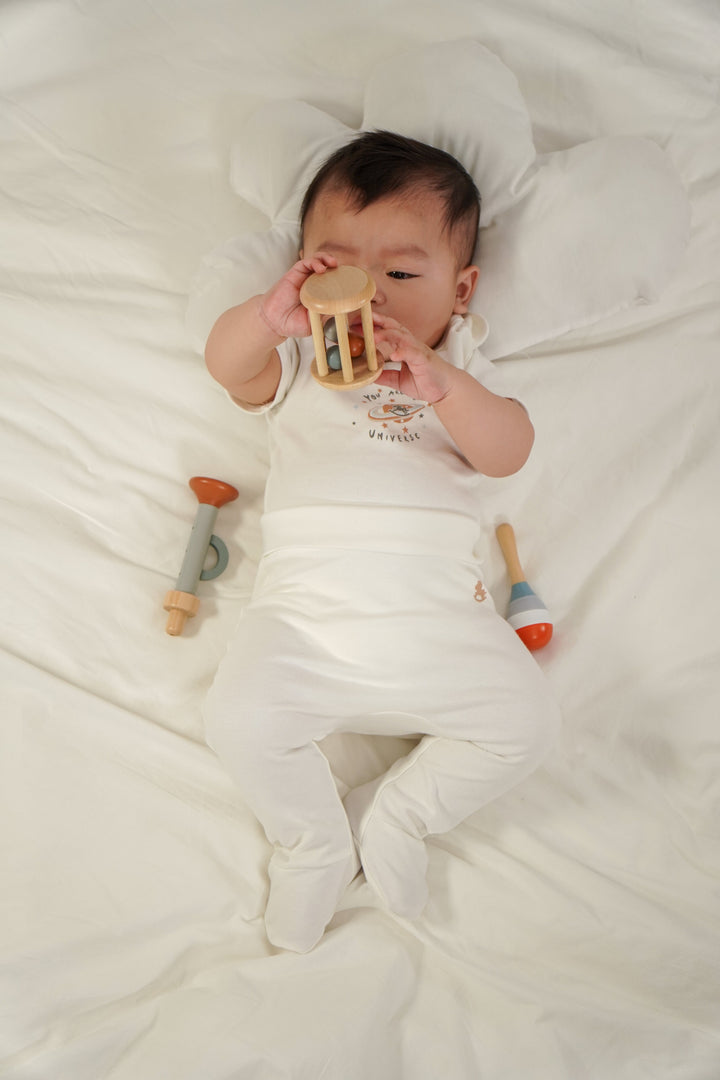 Baby Poney Boys White Rocking Horse Logo Long Pants