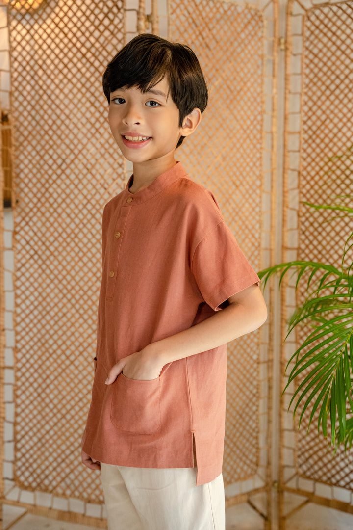 Poney Boys Brown Roasted Almond Short Sleeve Shirt