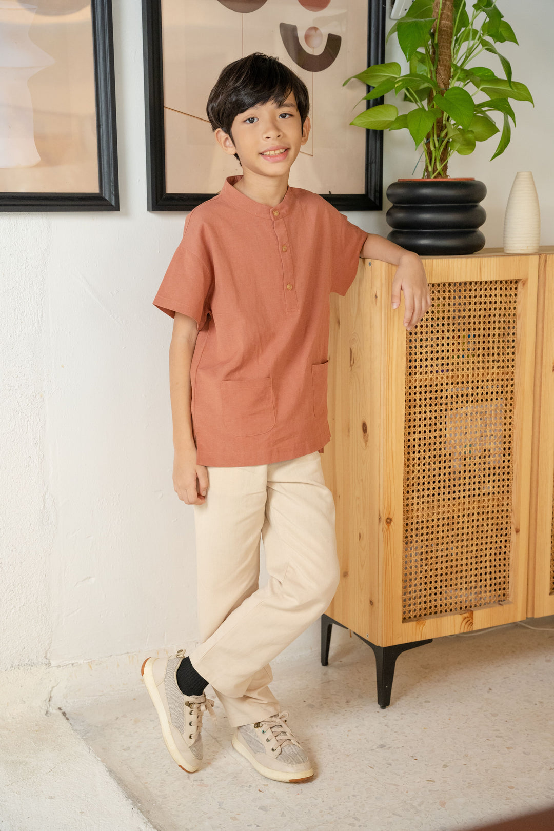 Poney Boys Brown Roasted Almond Short Sleeve Shirt