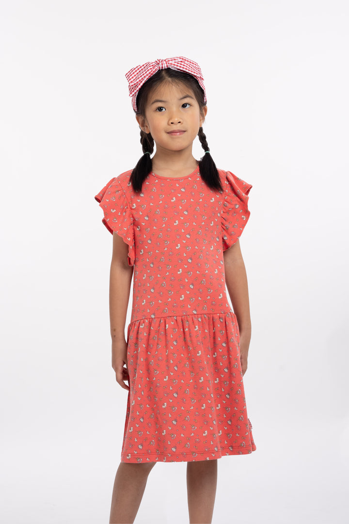 Poney Girls Patterned Ruffled Sleeve Dress 2240456