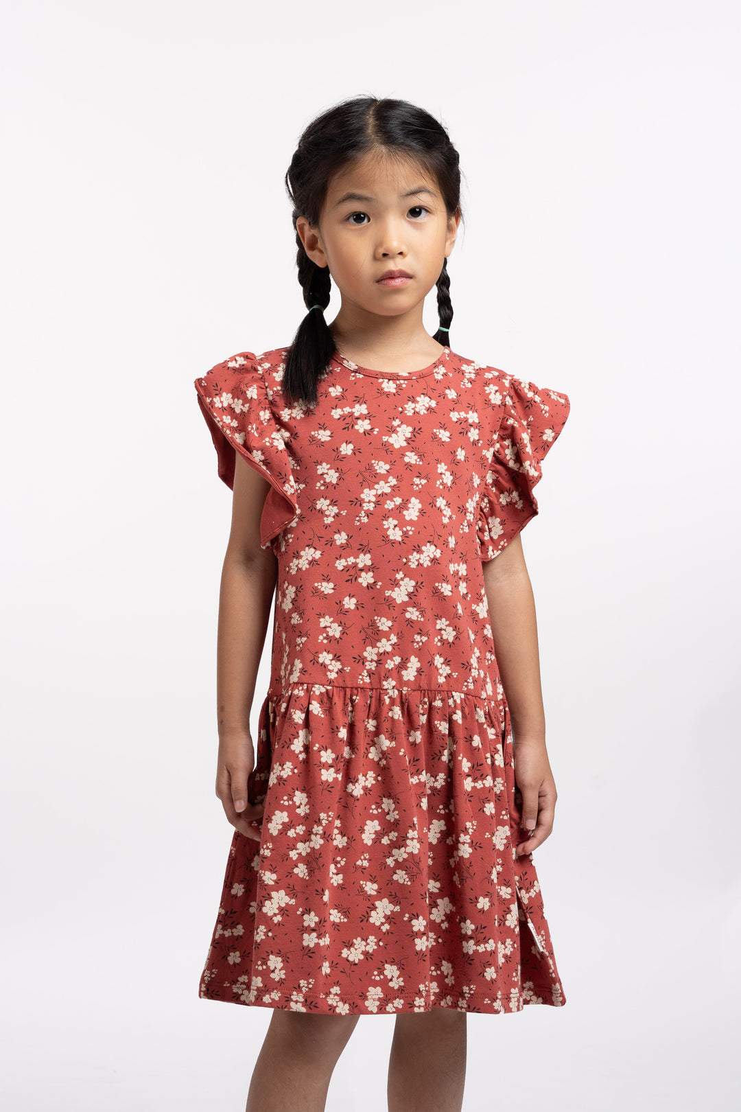 Poney Girls Patterned Ruffled Sleeve Dress 2240457