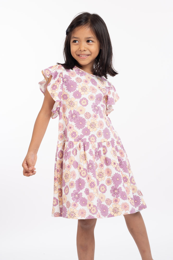 Poney Girls Patterned Ruffled Sleeve Dress 2240454