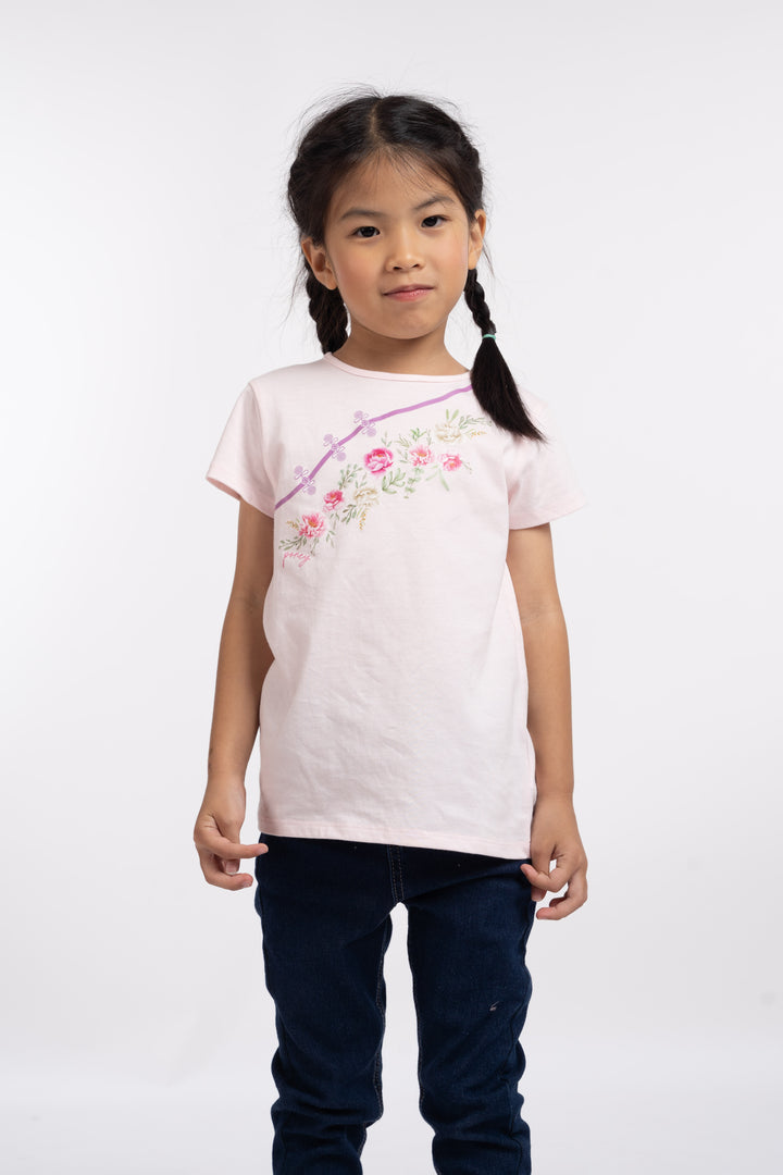 Poney Girls Lt.Pink Wildflower Wonder Short Sleeve Tee