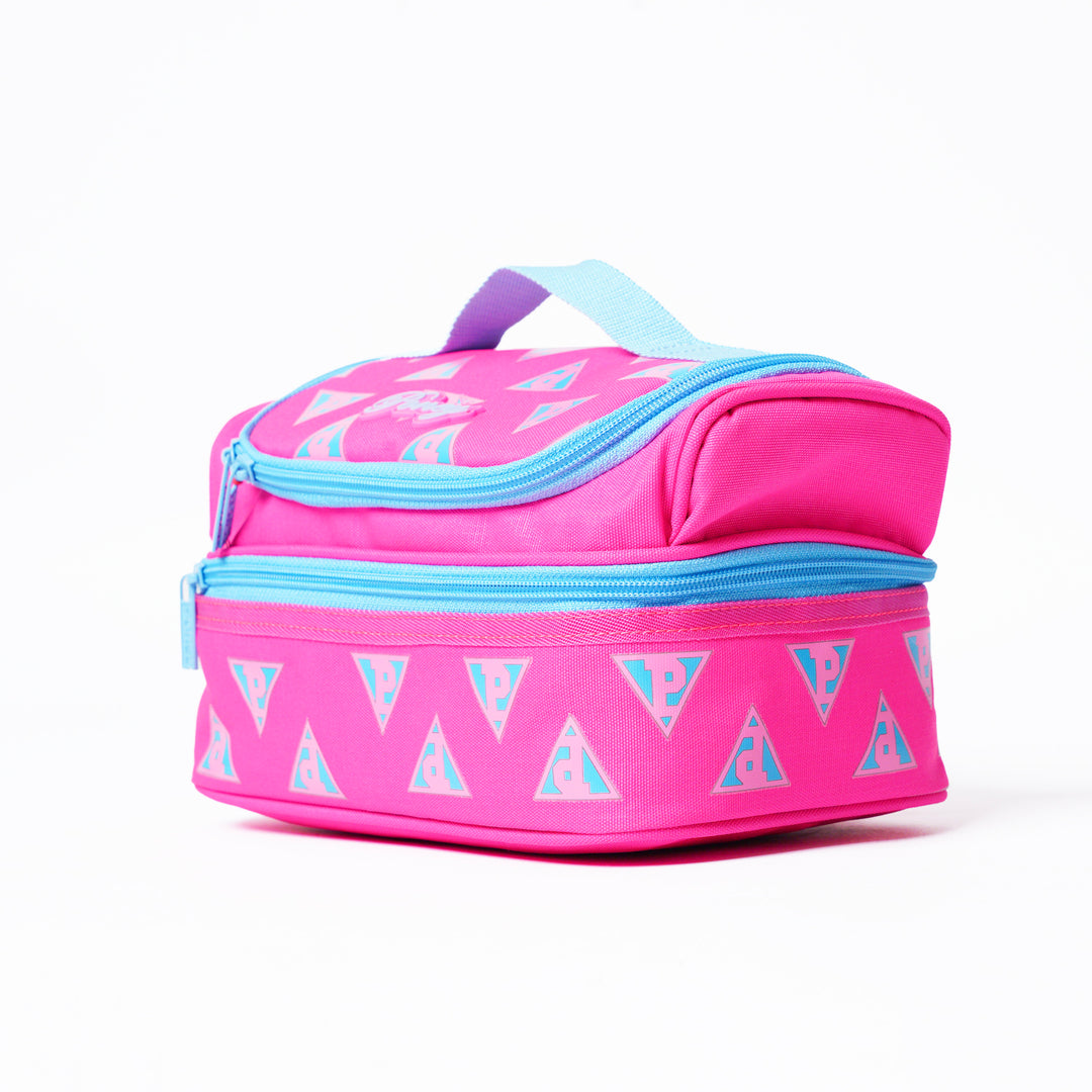 Poney Girls Pink Poney Logo Full Print Double Zipper Lunch Bag KG002