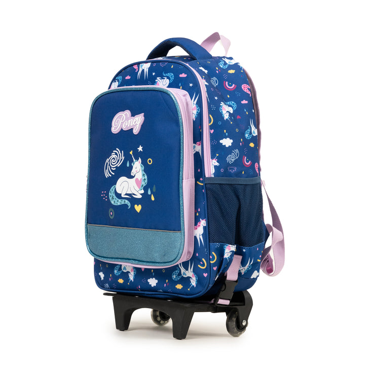 Poney Girls Navy Dreamy Unicorn Trolley Bag KG049
