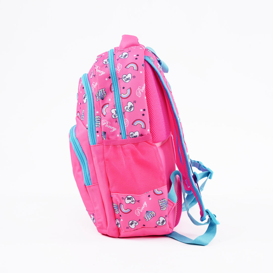 Poney Girls Pink Rainbow Cute 16" Backpack KG074