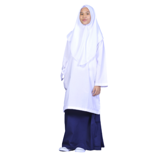 Canggih Girls White School Baju Kurung