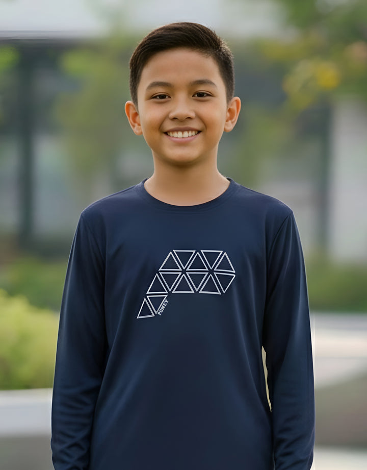 Navy Round Neck Long Sleeve Top