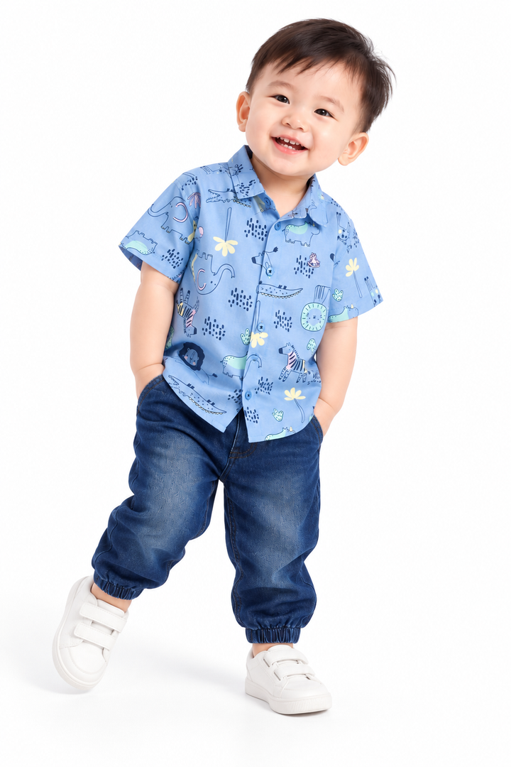 Baby Boy Little Explorer Safari Short Sleeve Shirt