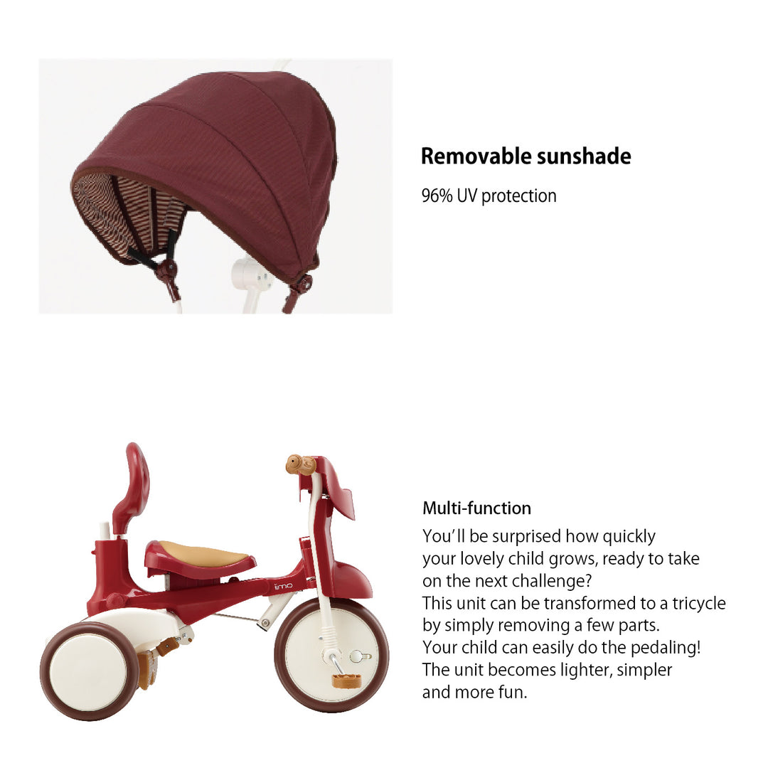 iimo #02 SS Eternity Red Foldable Tricycle with Canopy IMT-4319