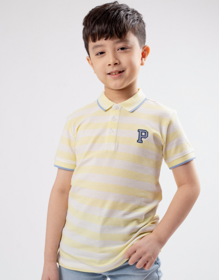Poney Boys Light Green Jonathan's Striped Short Sleeve Polo