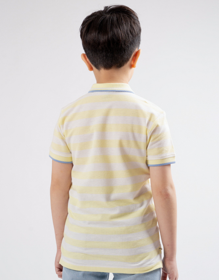 Poney Boys Light Green Jonathan's Striped Short Sleeve Polo