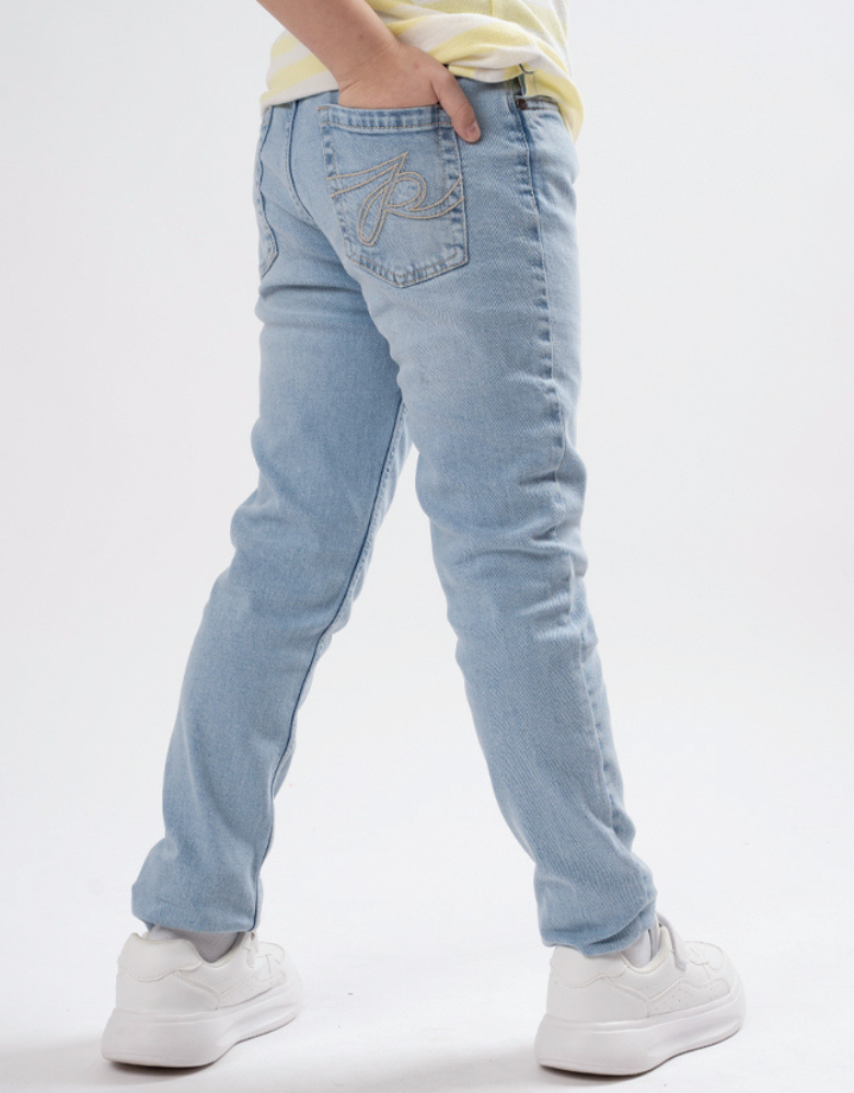 Poney Boys Light Blue Embroidered “P” Slim Fit Jeans