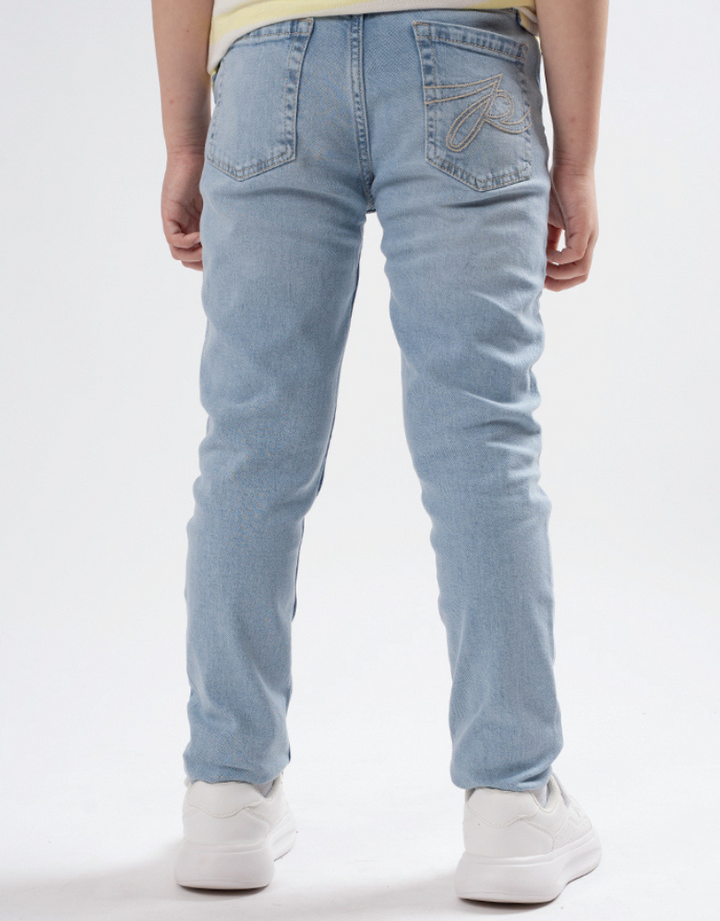 Poney Boys Light Blue Embroidered “P” Slim Fit Jeans