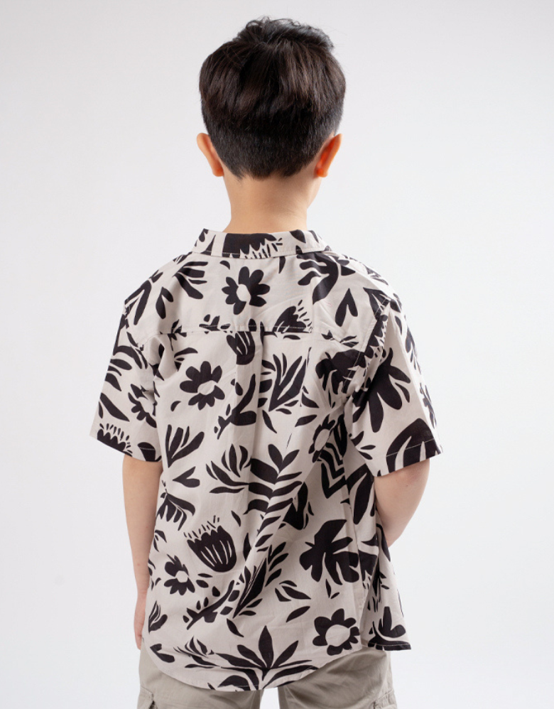 Poney Boys Black Hawaiian Short Sleeve Shirt