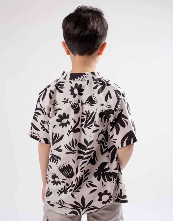 Poney Boys Black Hawaiian Short Sleeve Shirt