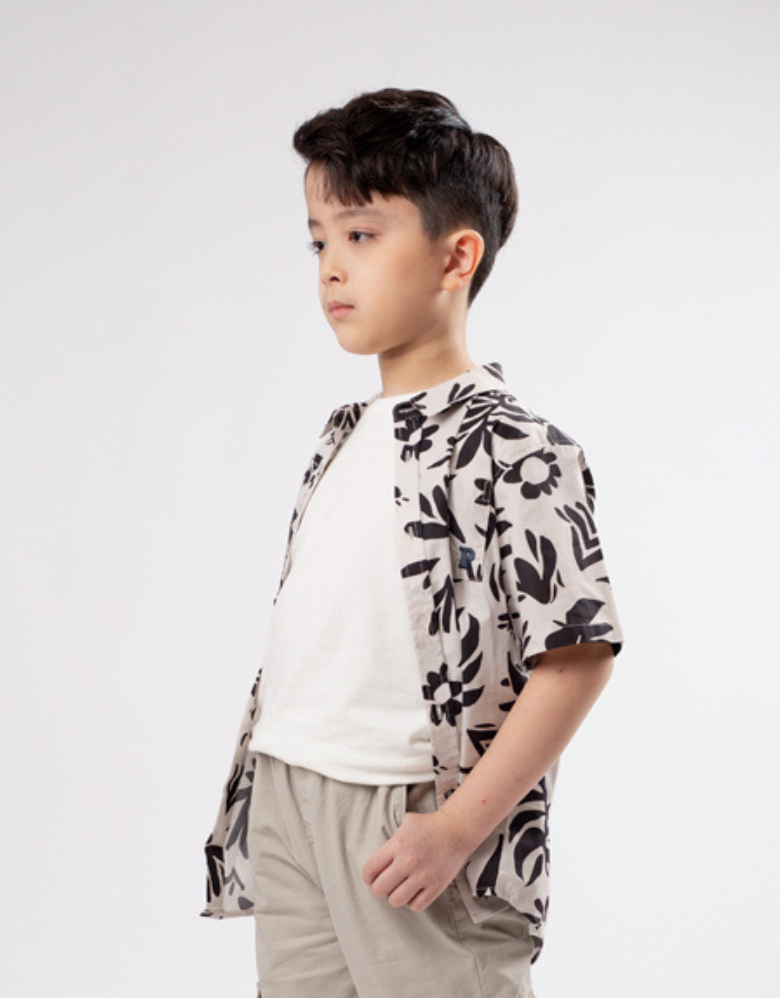 Poney Boys Black Hawaiian Short Sleeve Shirt