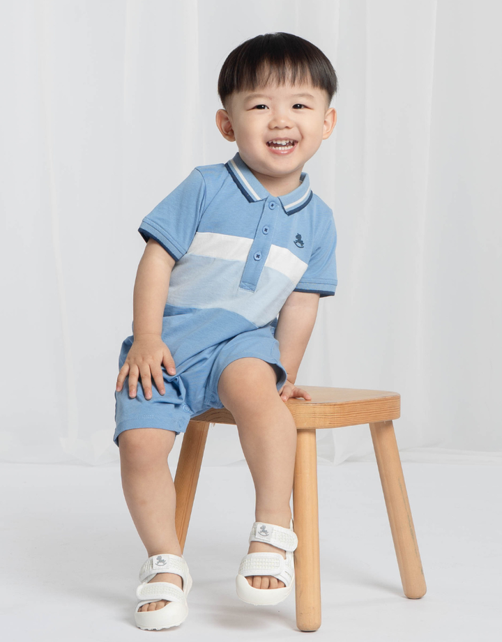 Cut & Sew Short Sleeve Polo Romper