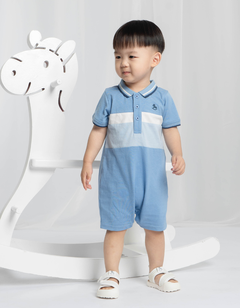 Cut & Sew Short Sleeve Polo Romper