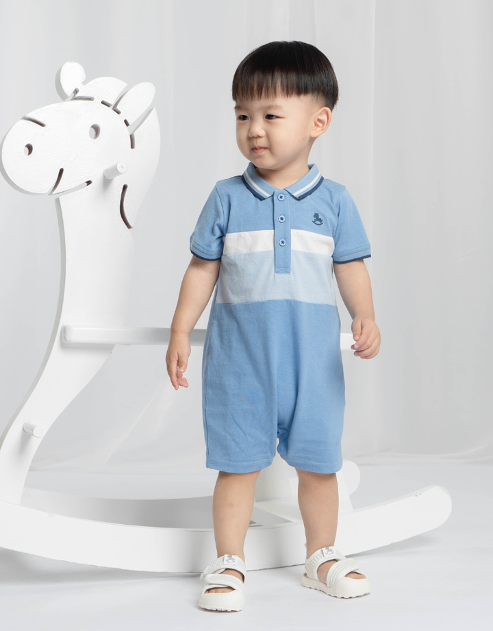 Cut & Sew Short Sleeve Polo Romper