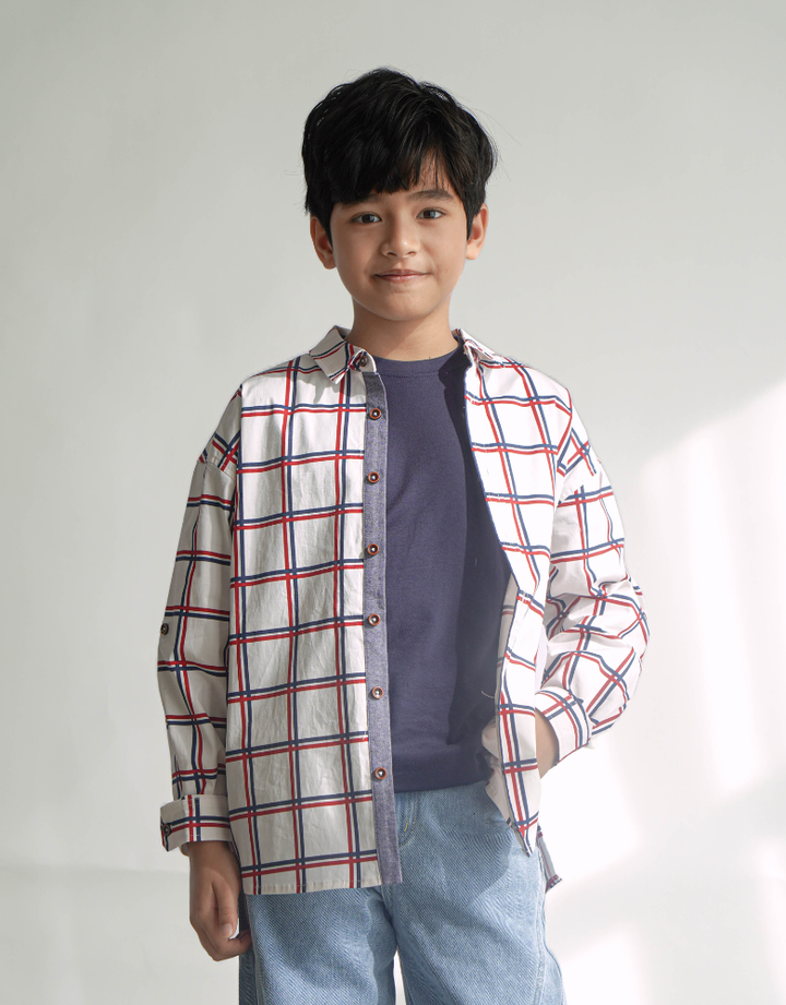 Oversized Checks Long Sleeves Shirts