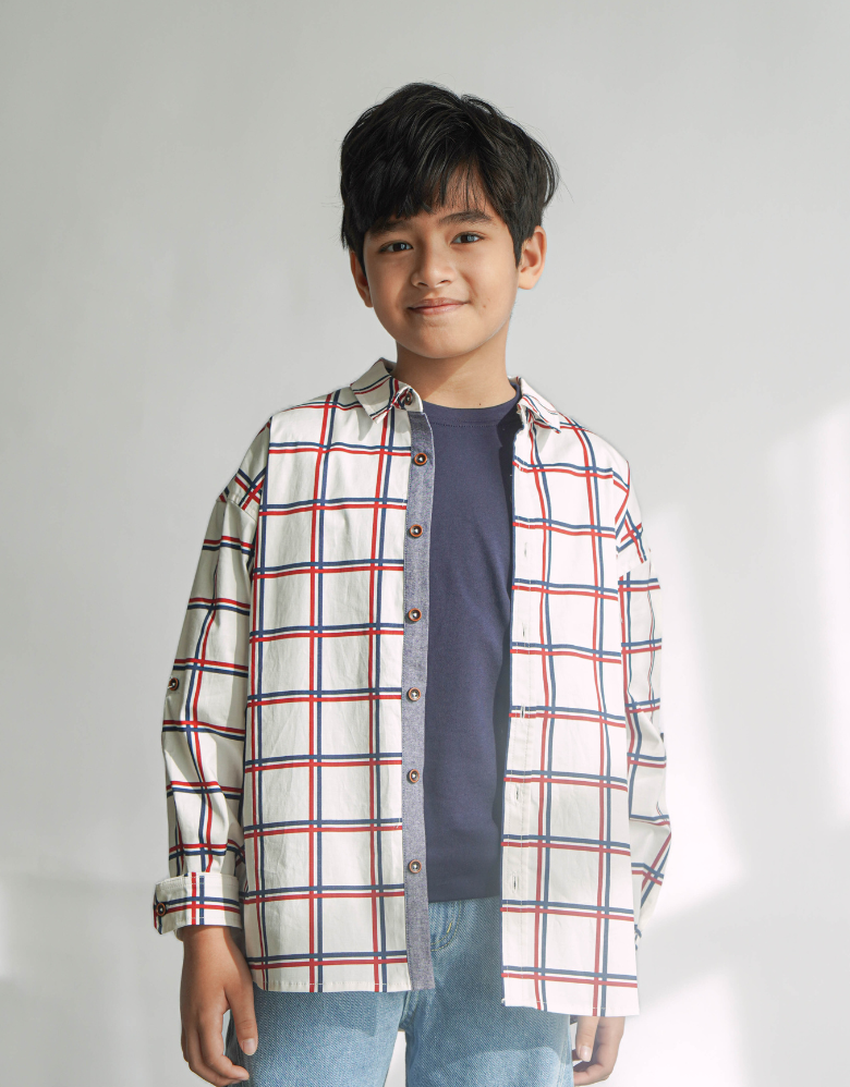 Oversized Checks Long Sleeves Shirts