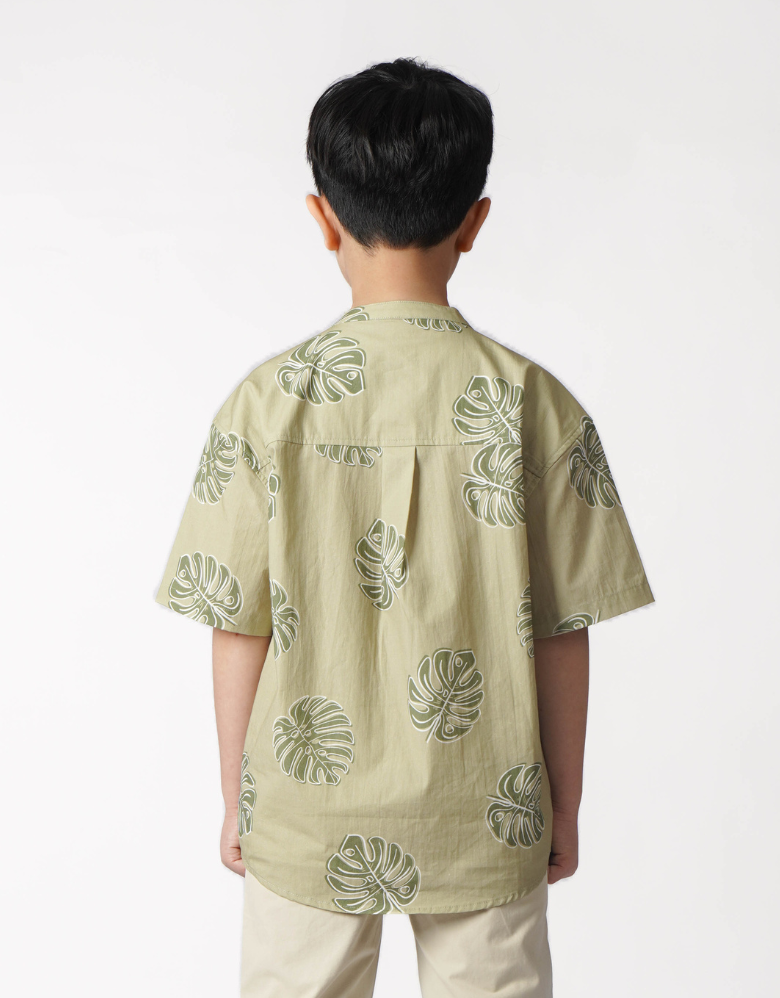 Monstera Leaf Loose Fit Short Sleeve Shirt
