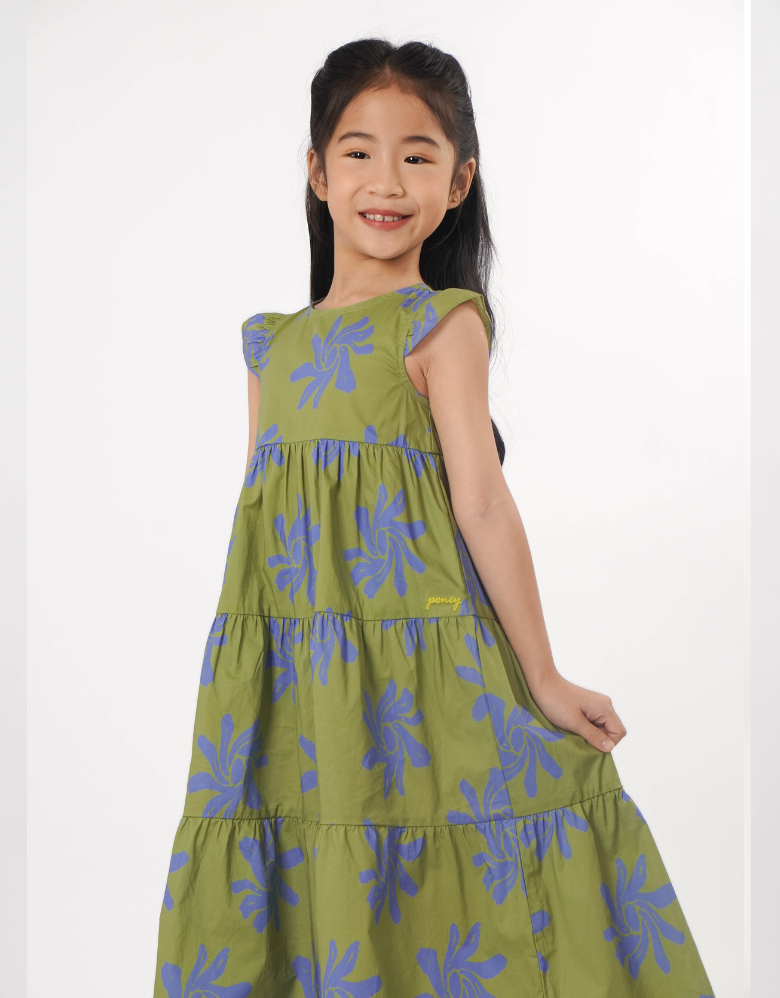 Verdant Ruffle Short Sleeve Midi Dress