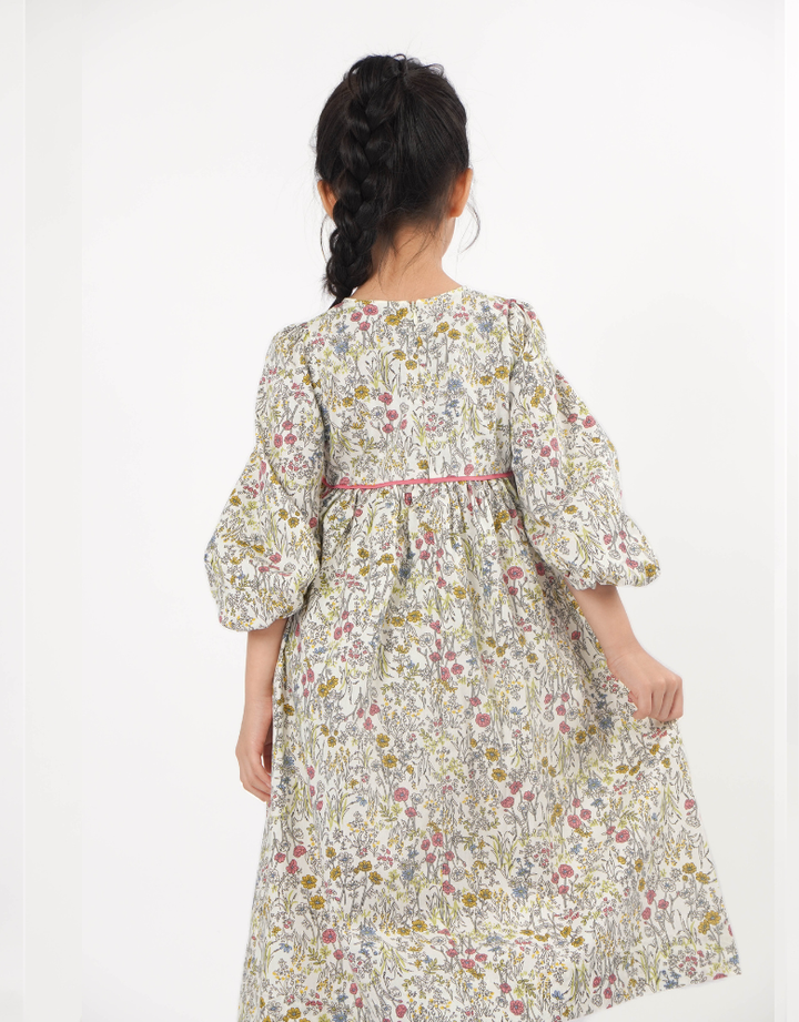 Poney Girls Floral 3/4 Sleeve Maxi Dress
