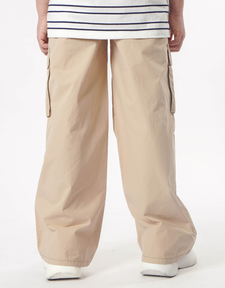 Khaki Loose Fit Cargo Long Pants