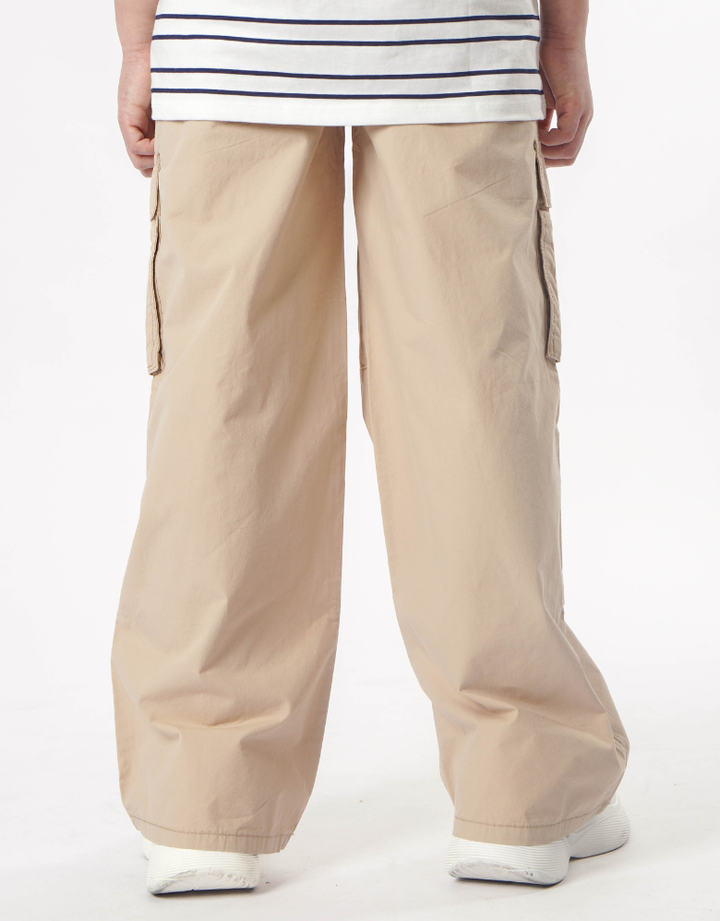 Khaki Loose Fit Cargo Long Pants